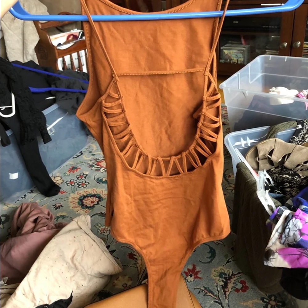 Rust orange open back bodysuit